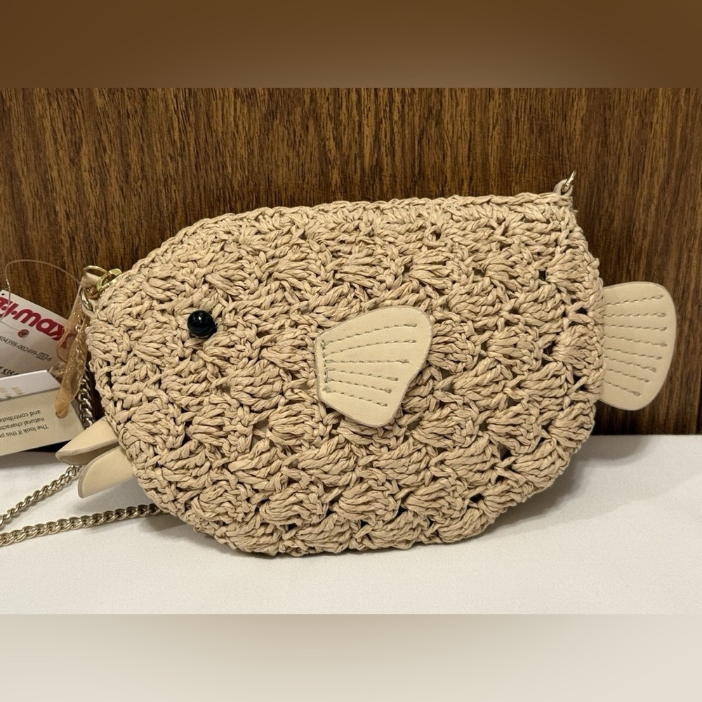 Viral TJ Maxx Raffia Fish Crossbody Bag Boho Mini Purse TikTok Trend - Picture 2 of 12
